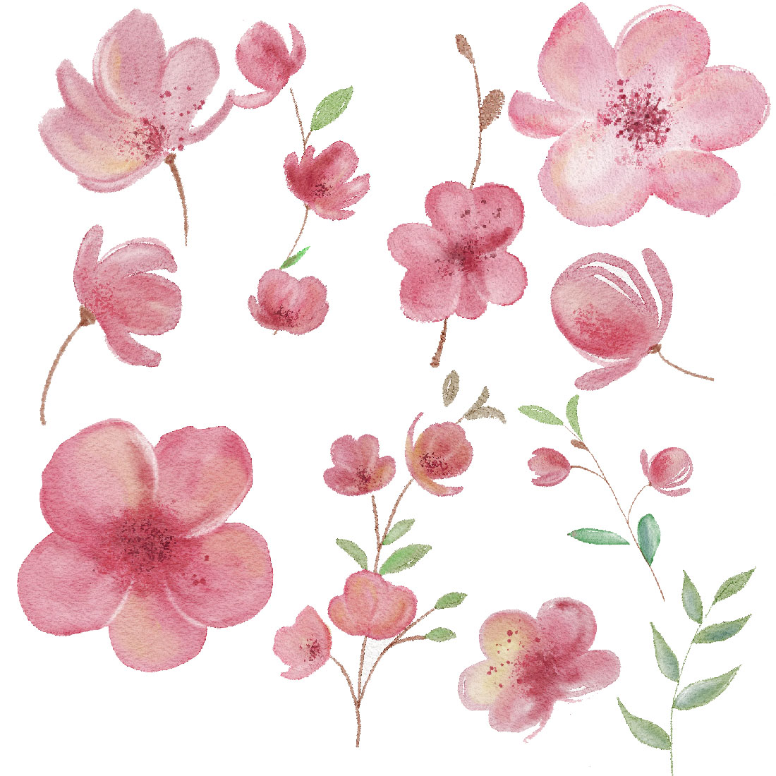 Cherry blossom watercolor clipart preview image.
