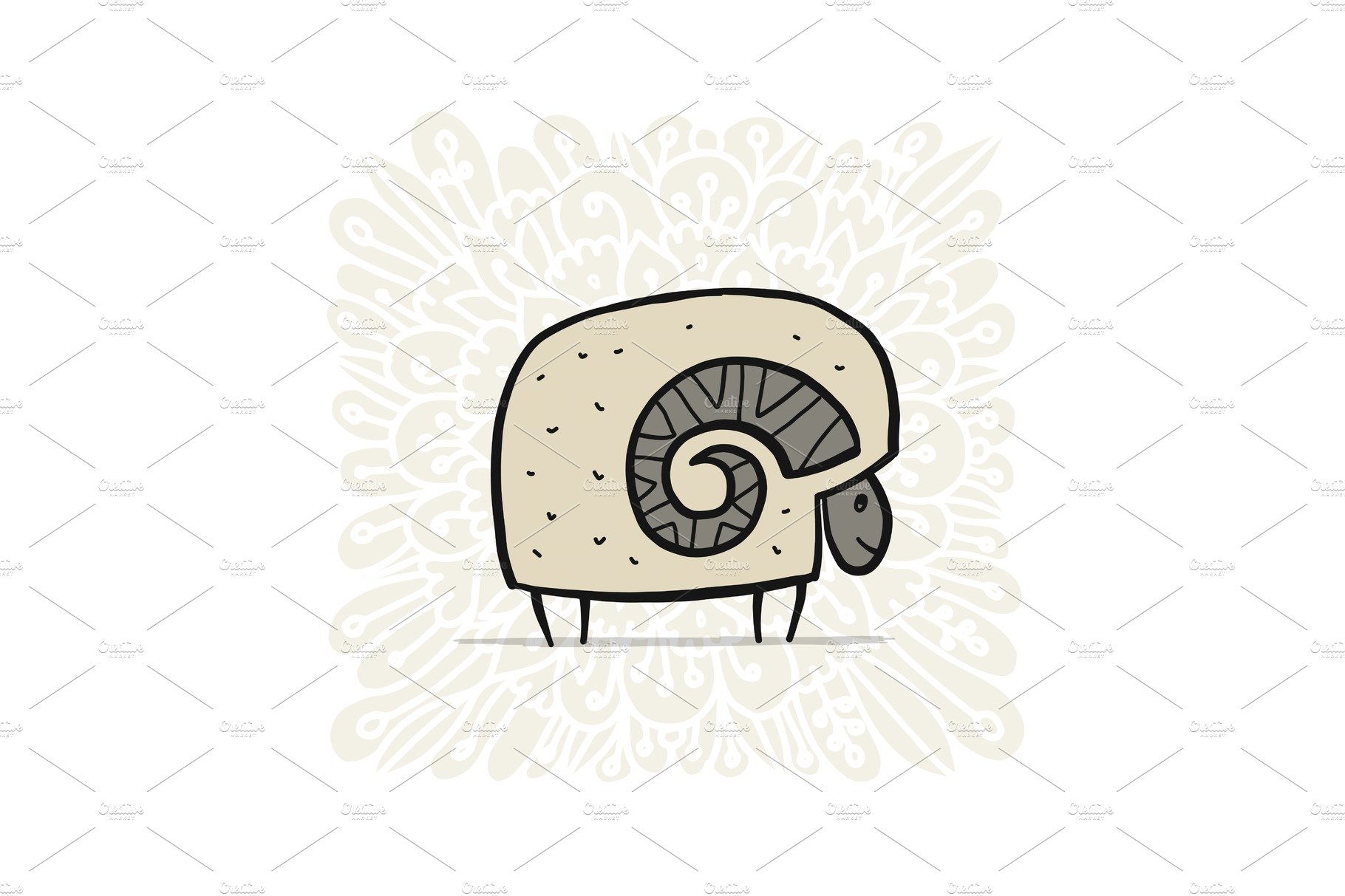 Cute ram, simple sketch for your design cover image.