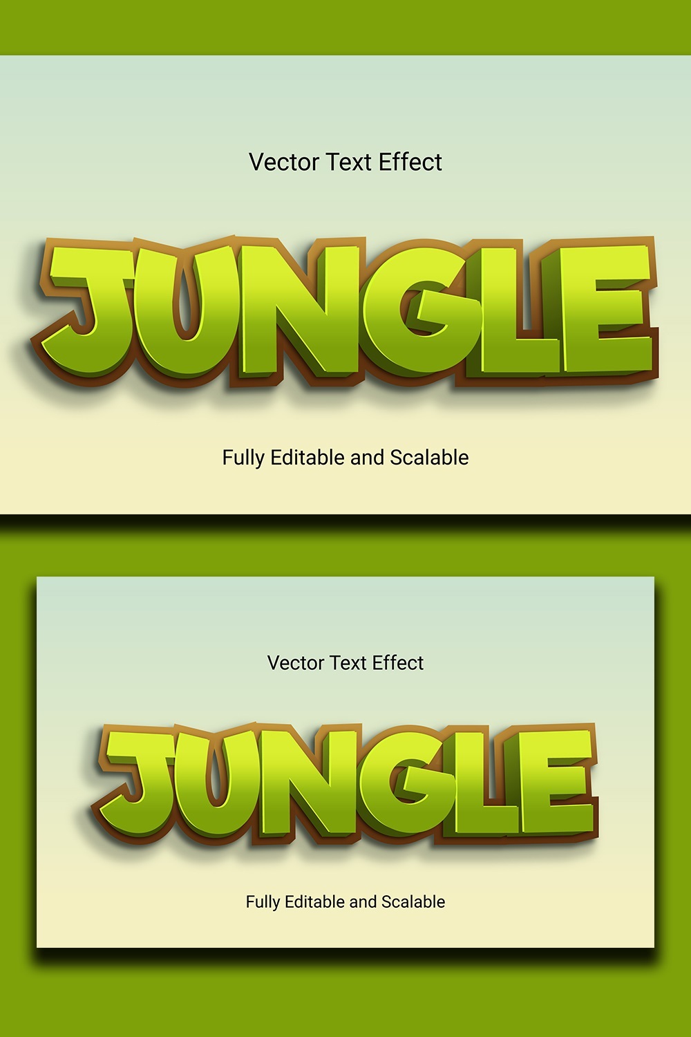 Jungle Editable 3D Text Effect Vector pinterest preview image.