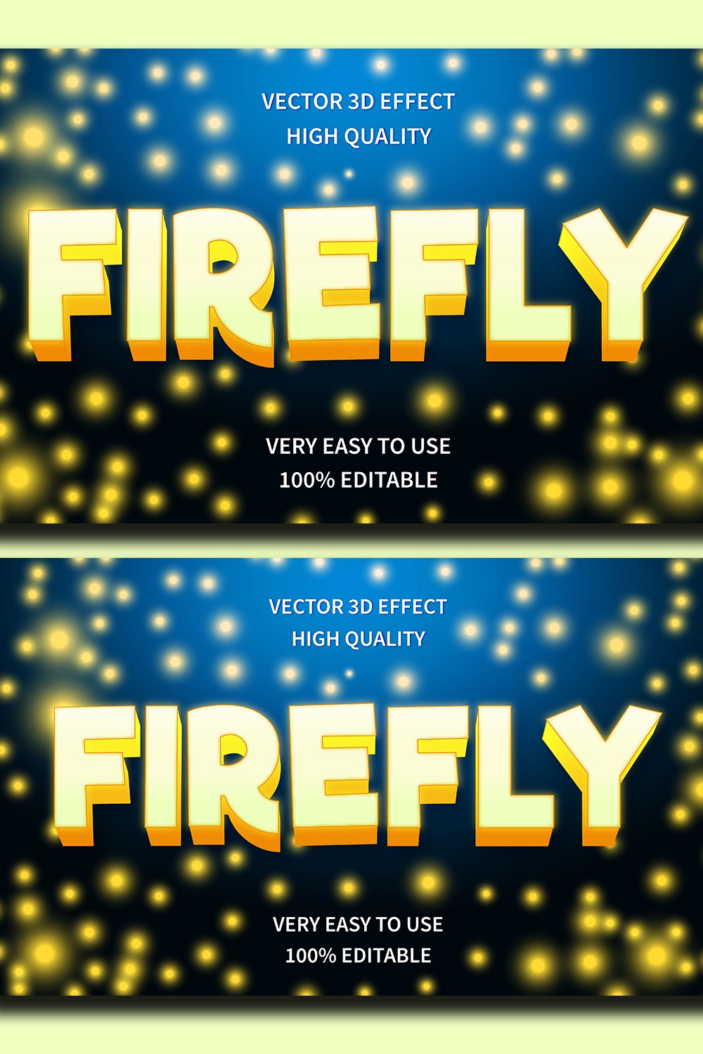 Firefly Editable 3D Text Effect Vector pinterest preview image.