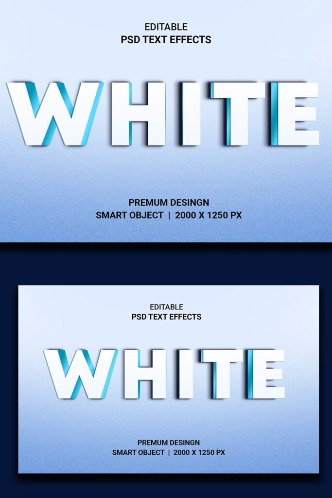 White Editable 3D Text Effect Vector - MasterBundles