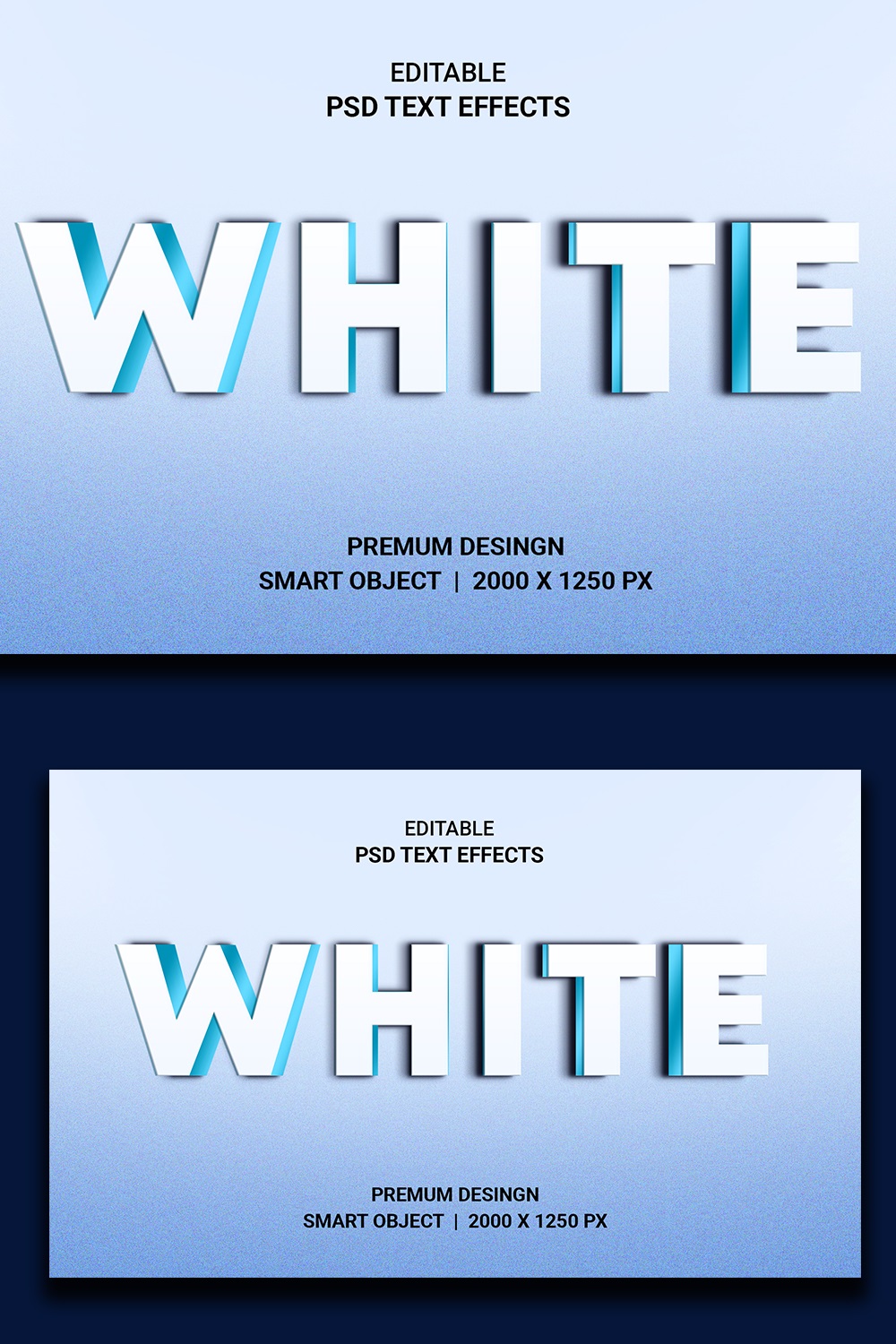 White Editable 3D Text Effect Vector pinterest preview image.