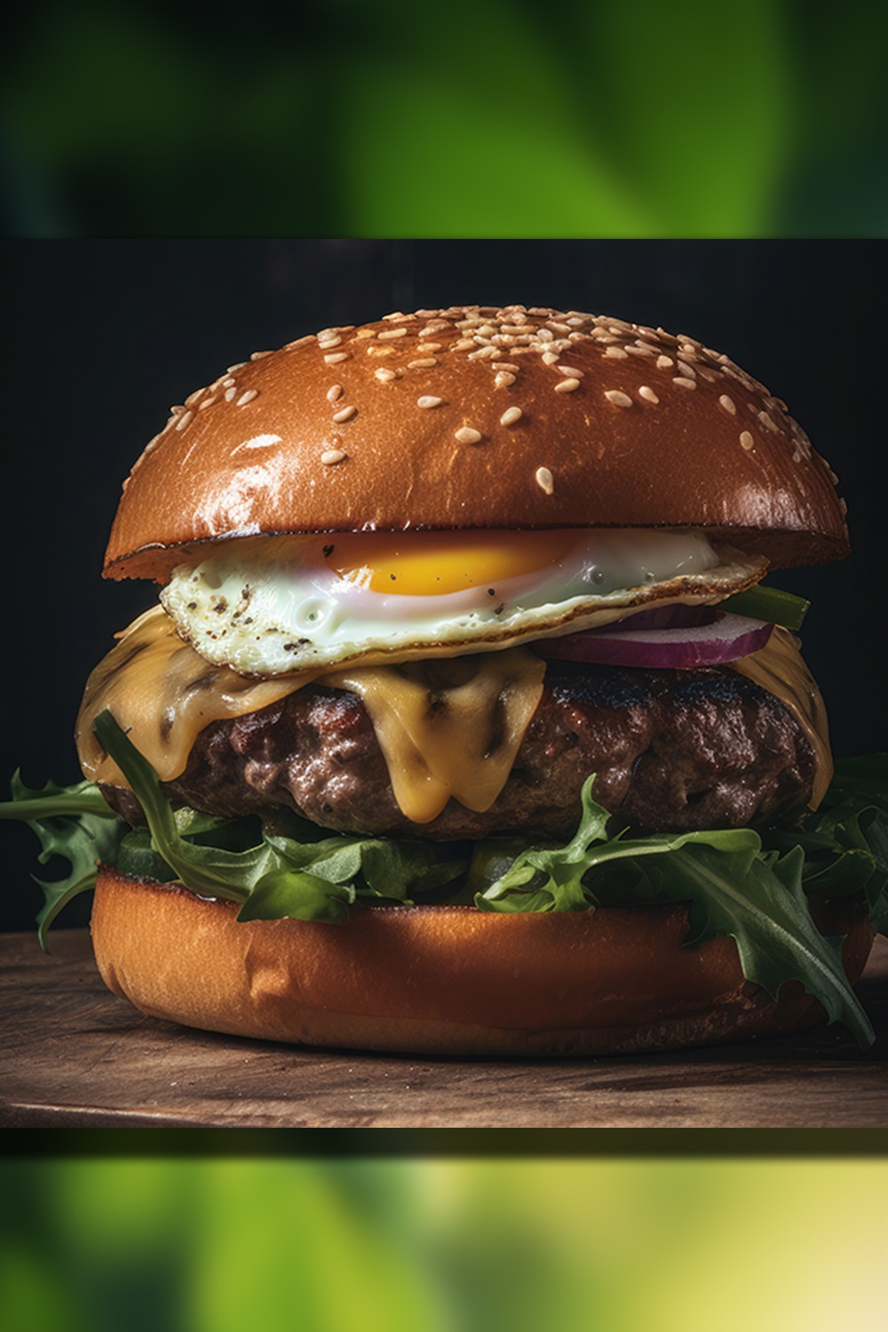 This Is A Side View Of A BBQ Hamburger With Beef And Cream Cheese Realistic Closeup Photography pinterest preview image.