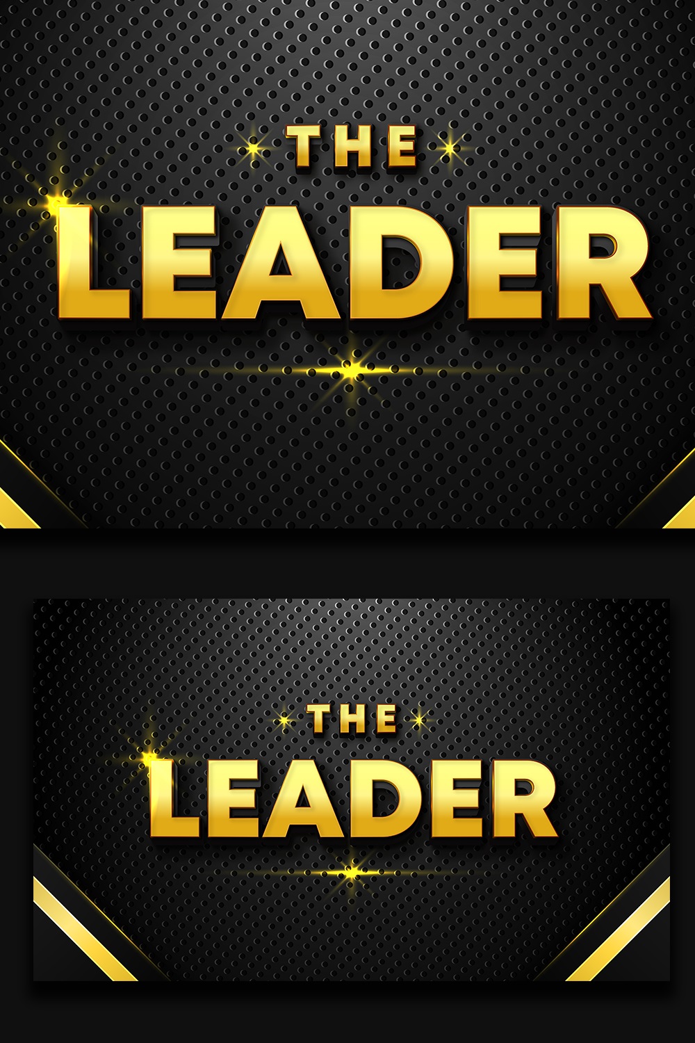 The Leader Editable 3D text effect with Metallic Dark Background pinterest preview image.