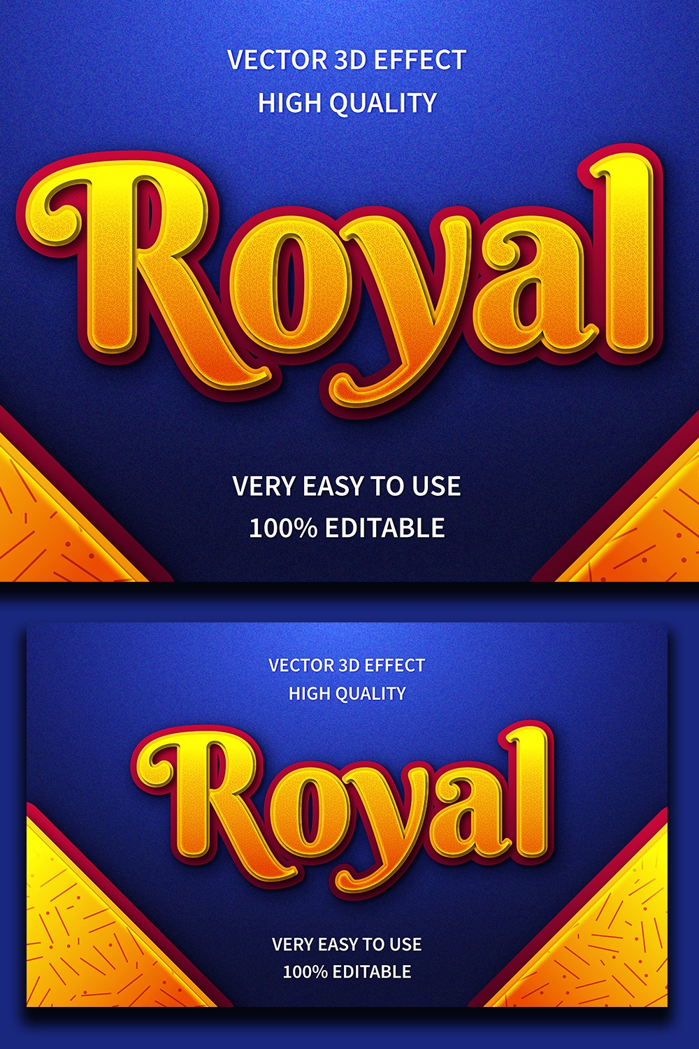 Royal Editable 3D text Effect Vector pinterest preview image.