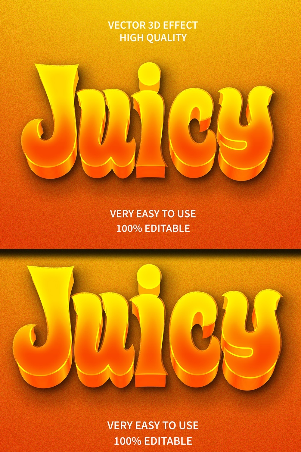 Juicy Editable 3D text Effect Vector pinterest preview image.