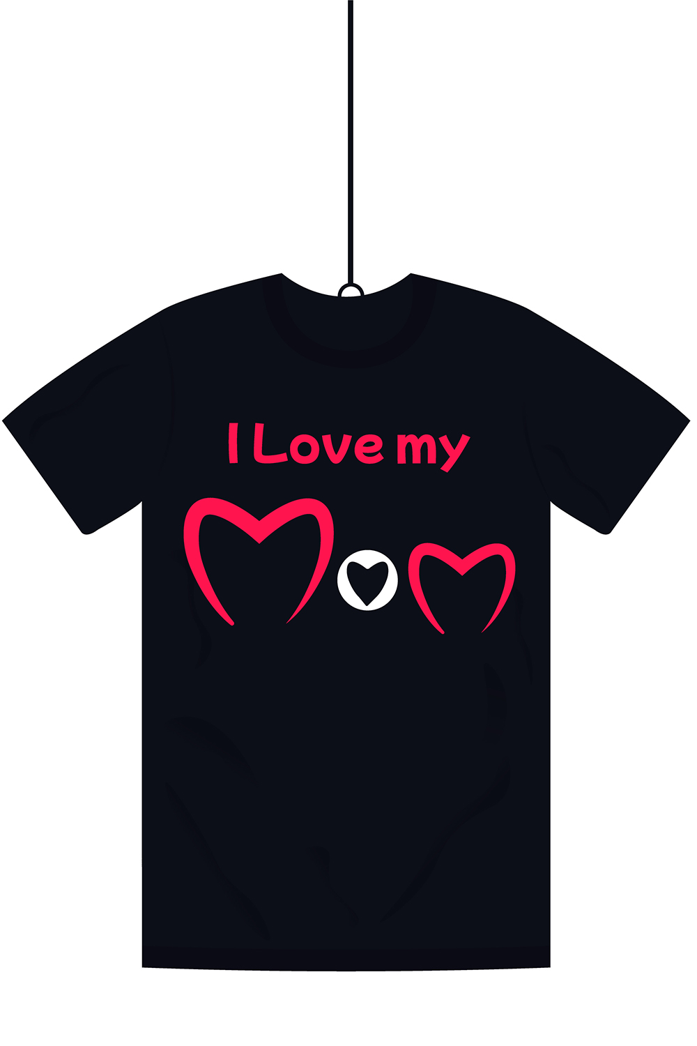 I Love You Mom Happy Mothers Day T-shirt design with heart shape pinterest preview image.