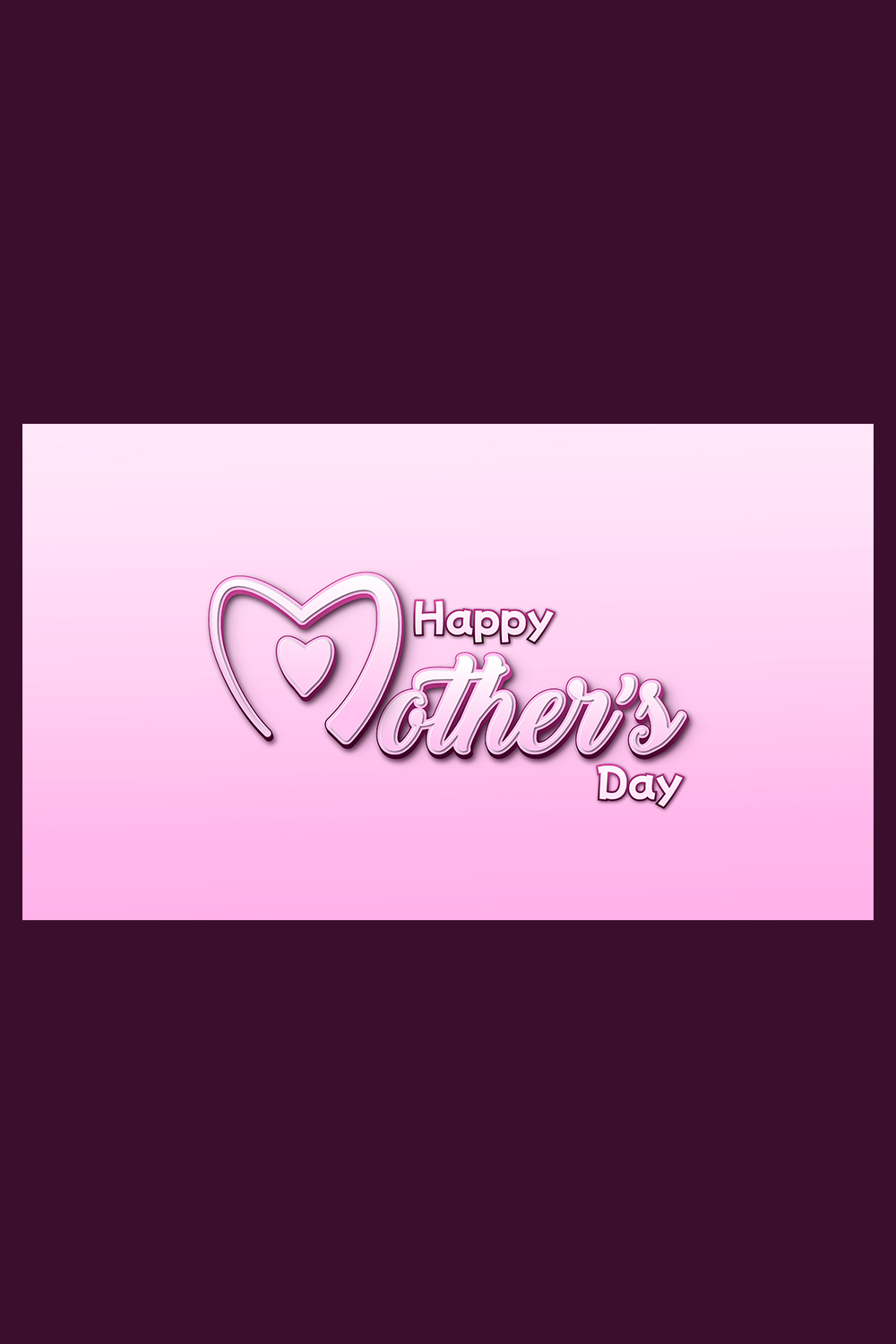 Happy mother's day greeting background design with 3D heart Shape pinterest preview image.