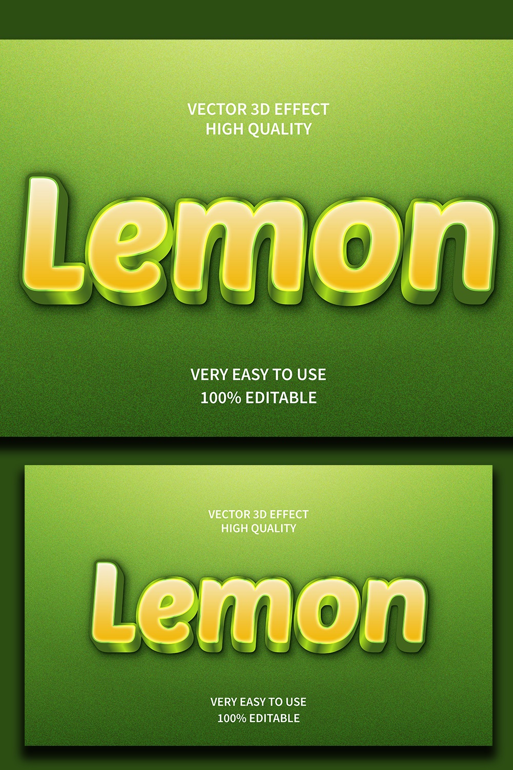 Lemon Editable 3D Text Effect with natural feel pinterest preview image.