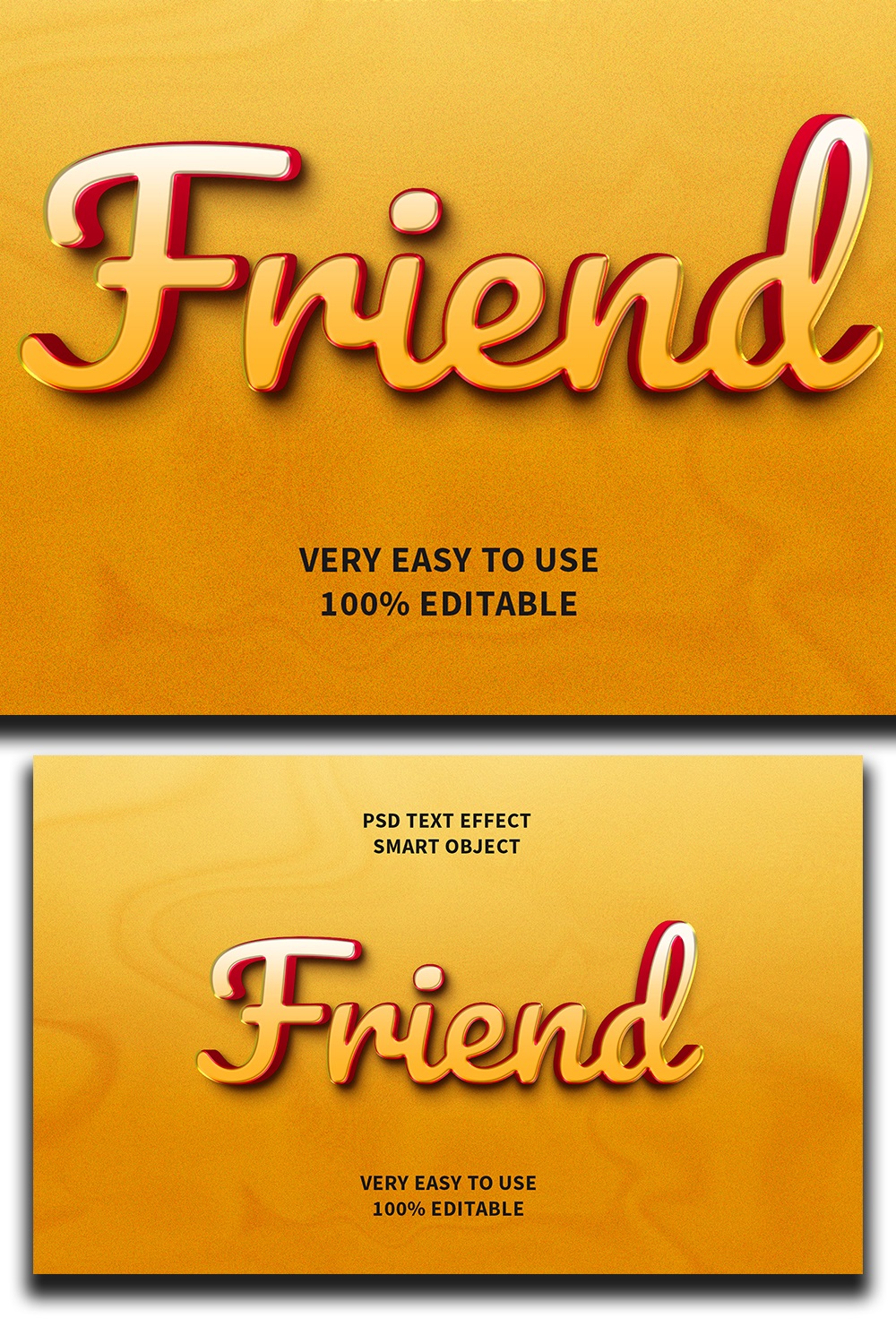 Friend Editable 3D Text Effect PSD pinterest preview image.