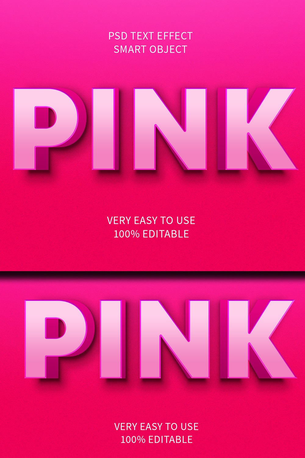 Pink Editable 3D Text Effect PSD pinterest preview image.