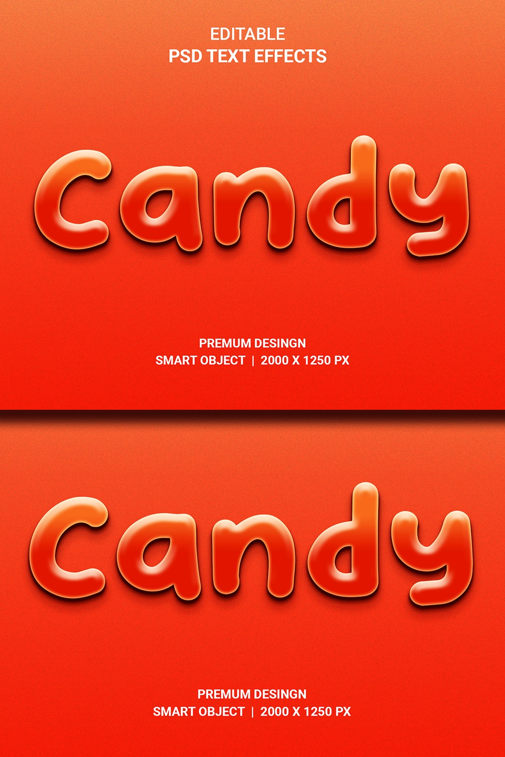 Candy Editable PSD Text Effect pinterest preview image.
