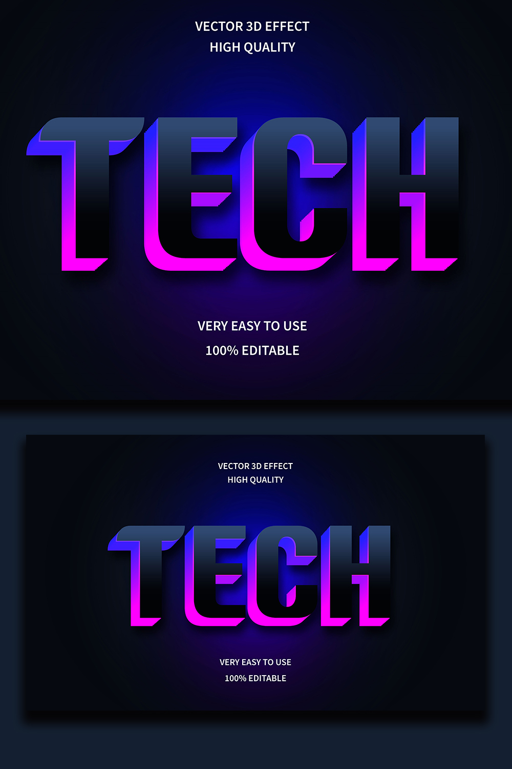Tech Editable 3D Text Effect Vector pinterest preview image.