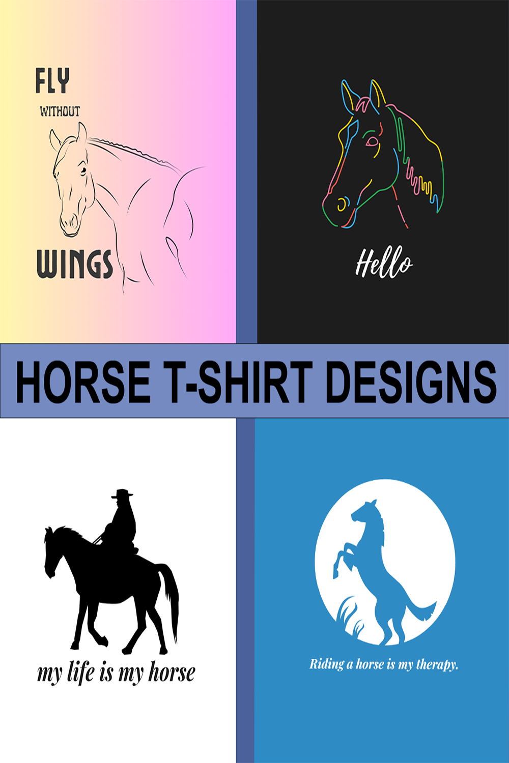 Horse T-shirt Designs bundle pinterest preview image.