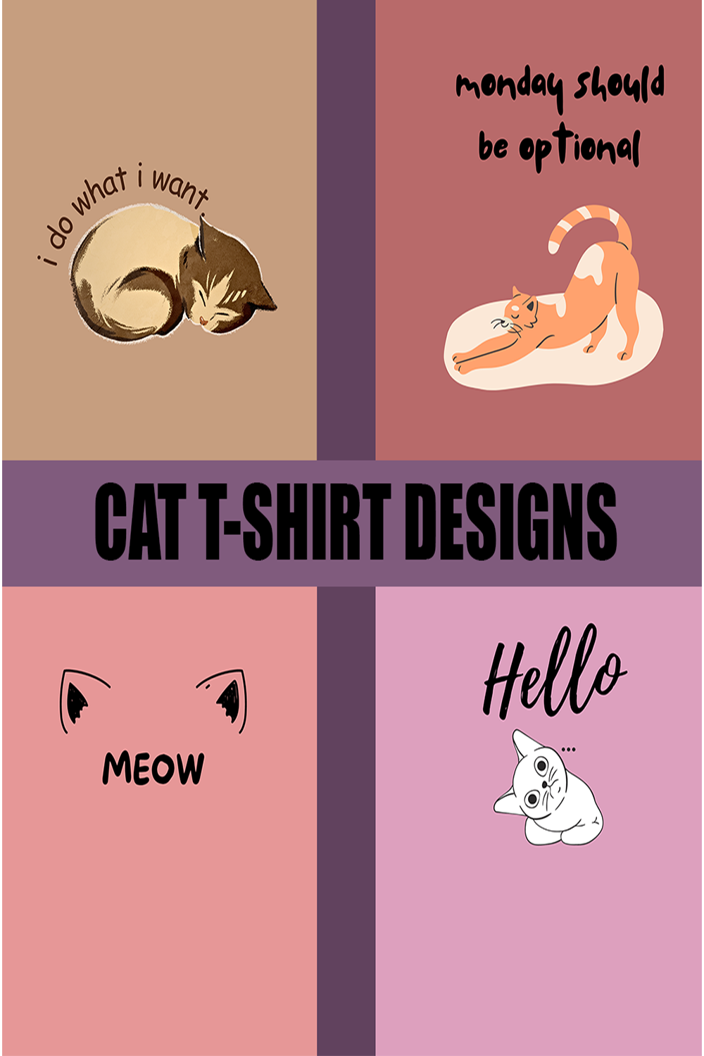 Cat T-shirt designs bundle pinterest preview image.