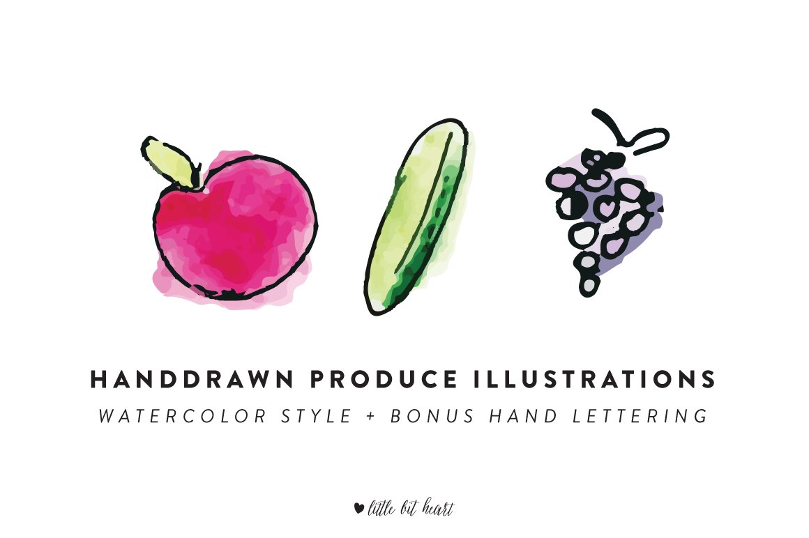 10 Handdrawn Produce Illustrations cover image.