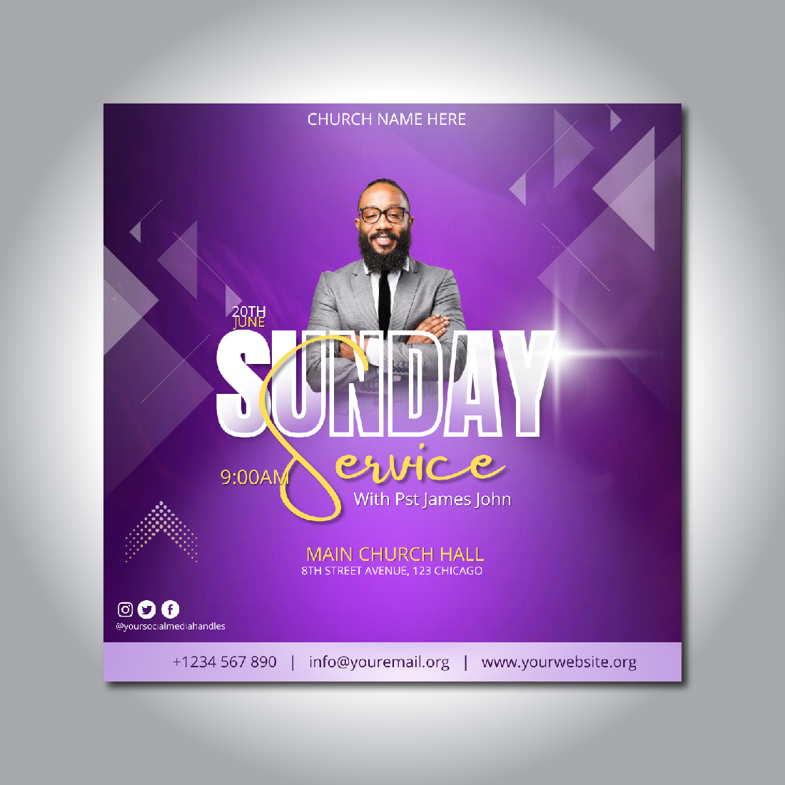 Church Flyer Canva Template preview image.