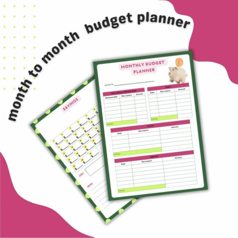 Monthly Budget Planner and Savings Tracker cover image.