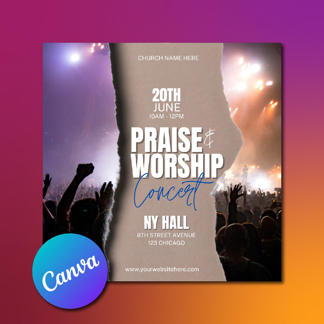 PRAISE AND WORSHIP CANVA TEMPLATE cover image.