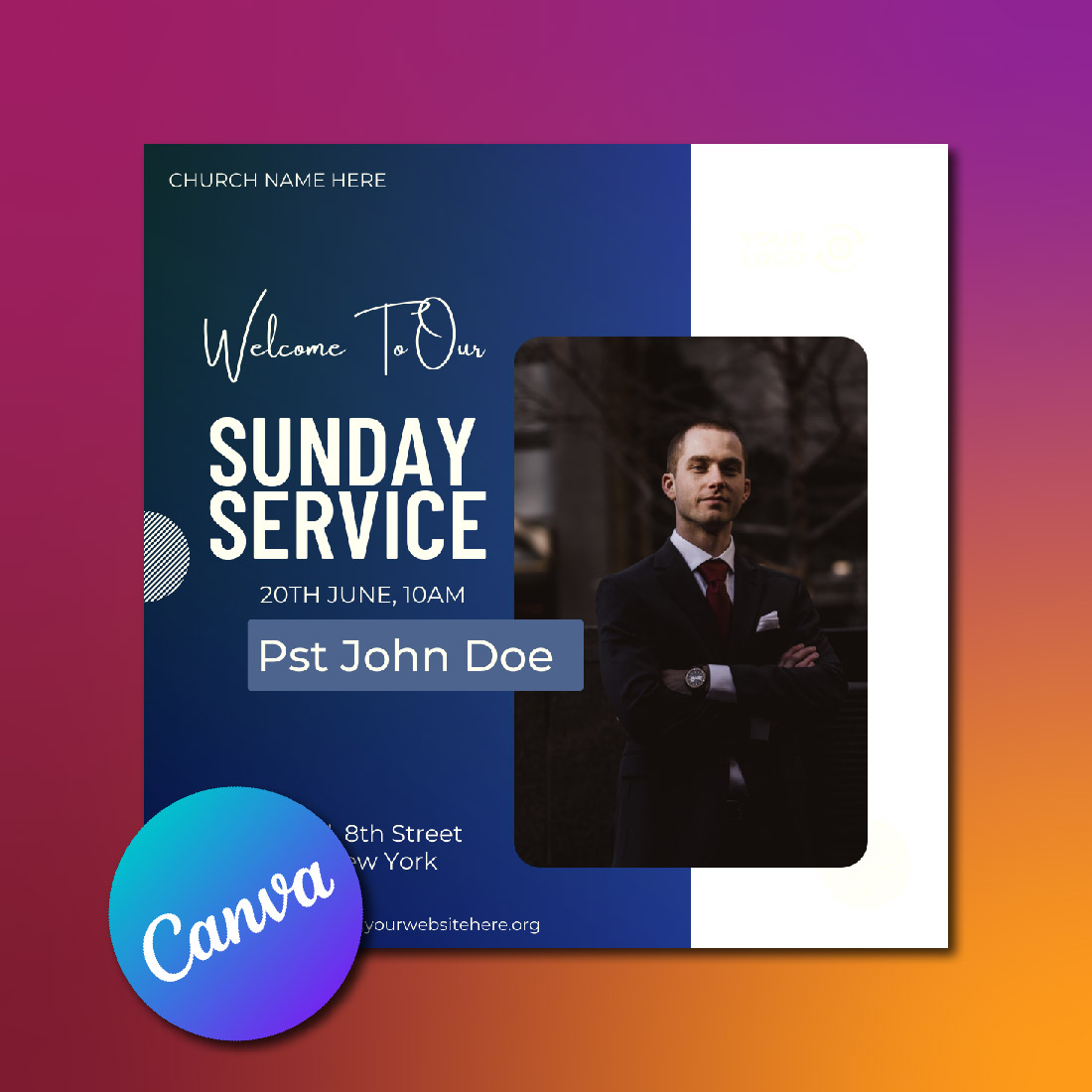 SUNDAY SERVICE FLYER CANVA TEMPLATE cover image.