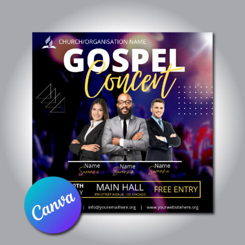 Gospel Concert Canva Template cover image.