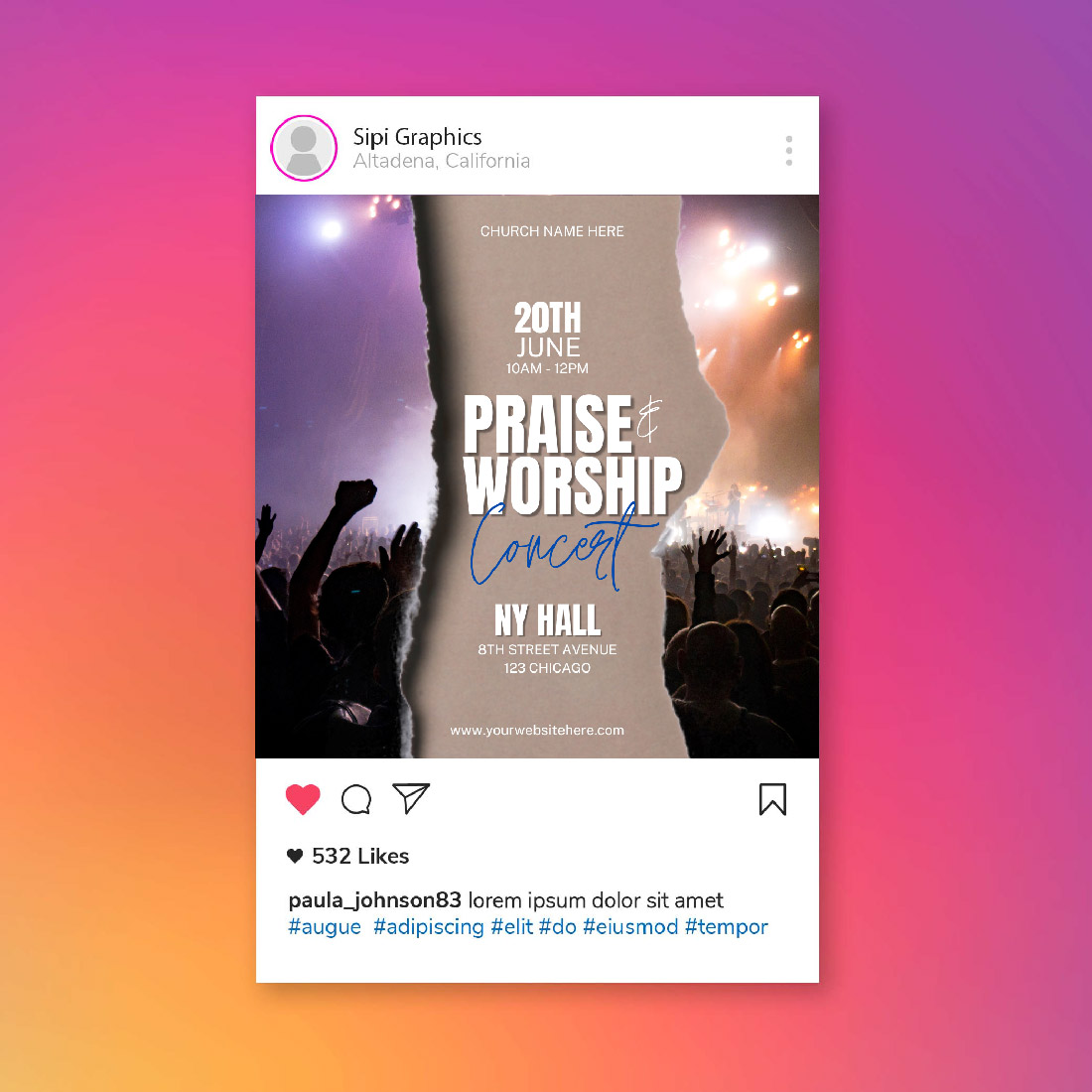 PRAISE AND WORSHIP CANVA TEMPLATE preview image.
