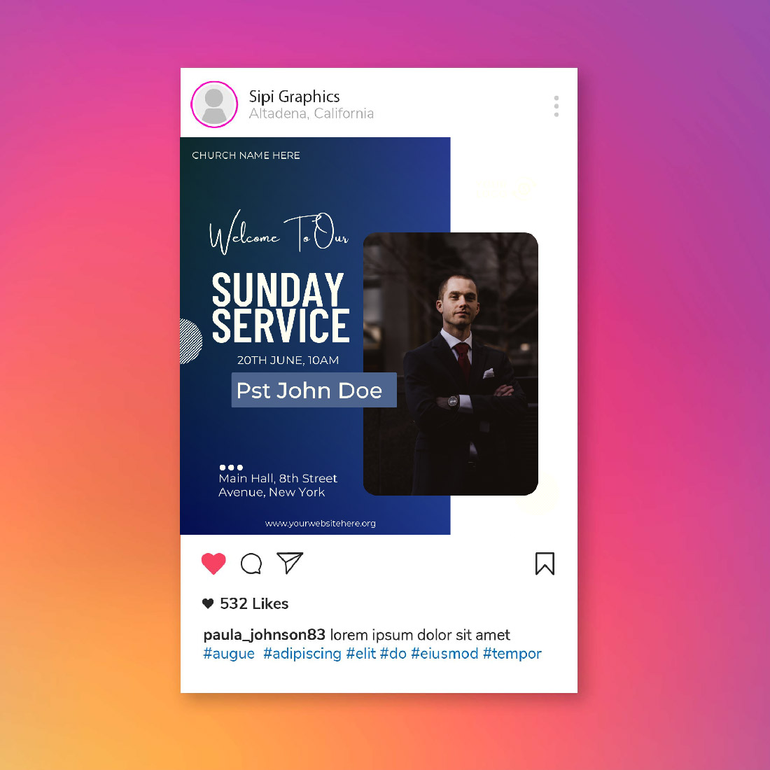 SUNDAY SERVICE FLYER CANVA TEMPLATE preview image.