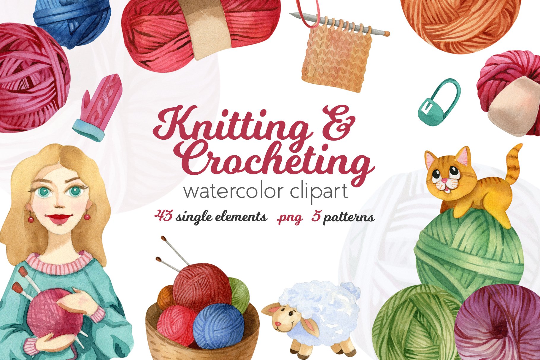 Watercolor Knitting and Crocheting cover image.
