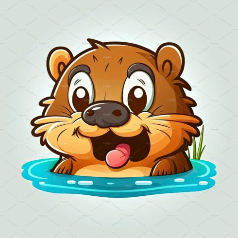Cartoon happy beaver on a light color background. Generative AI cover image.