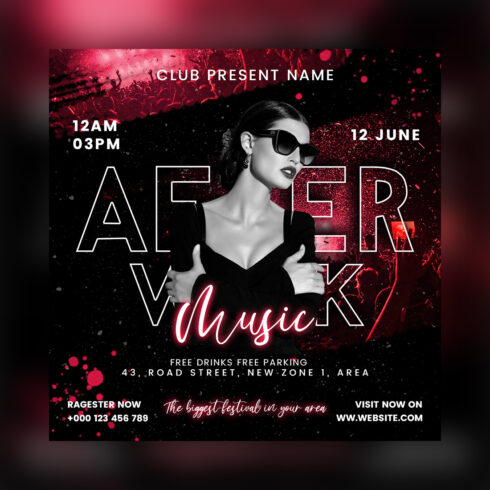 Music Party Flyer Photoshop Template psd cover image.