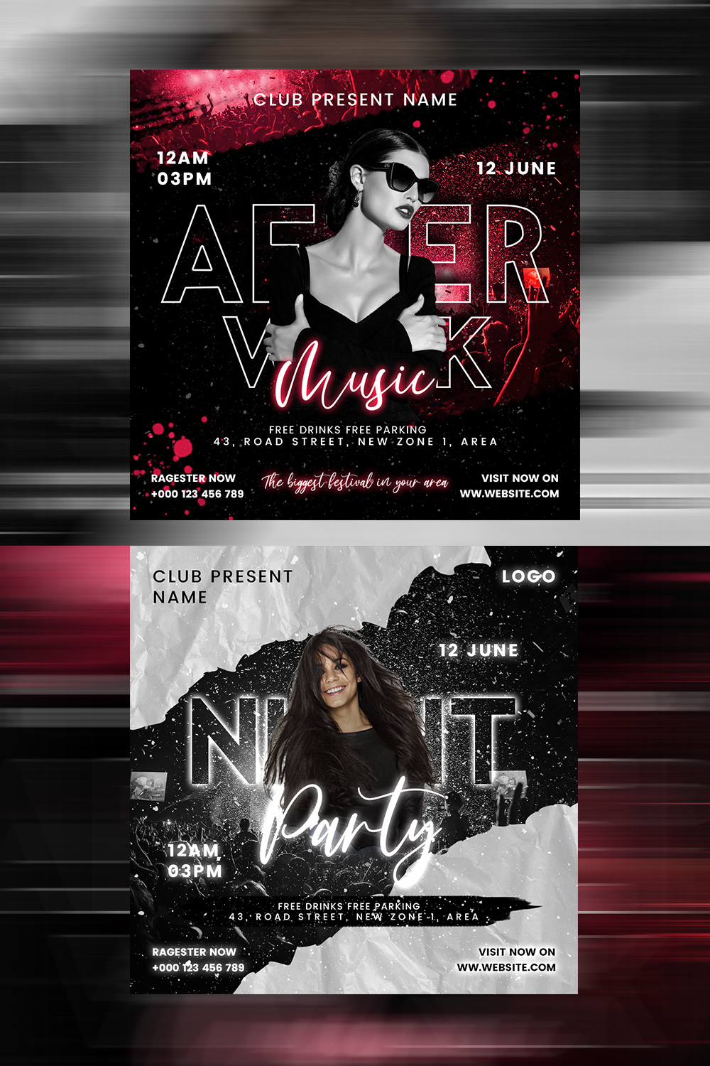 Music Party Flyer Photoshop Template psd pinterest preview image.