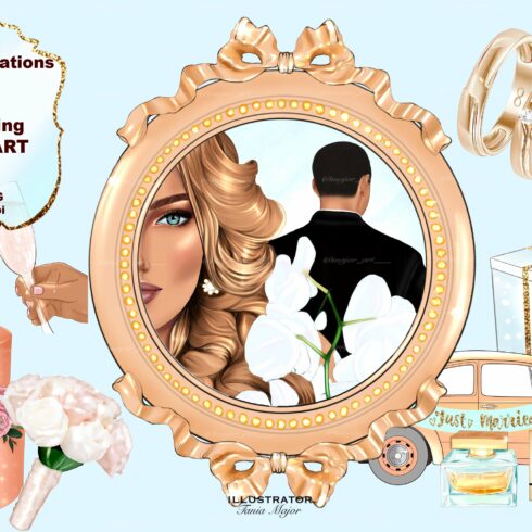 Wedding fashion Bride Clipart cover image.