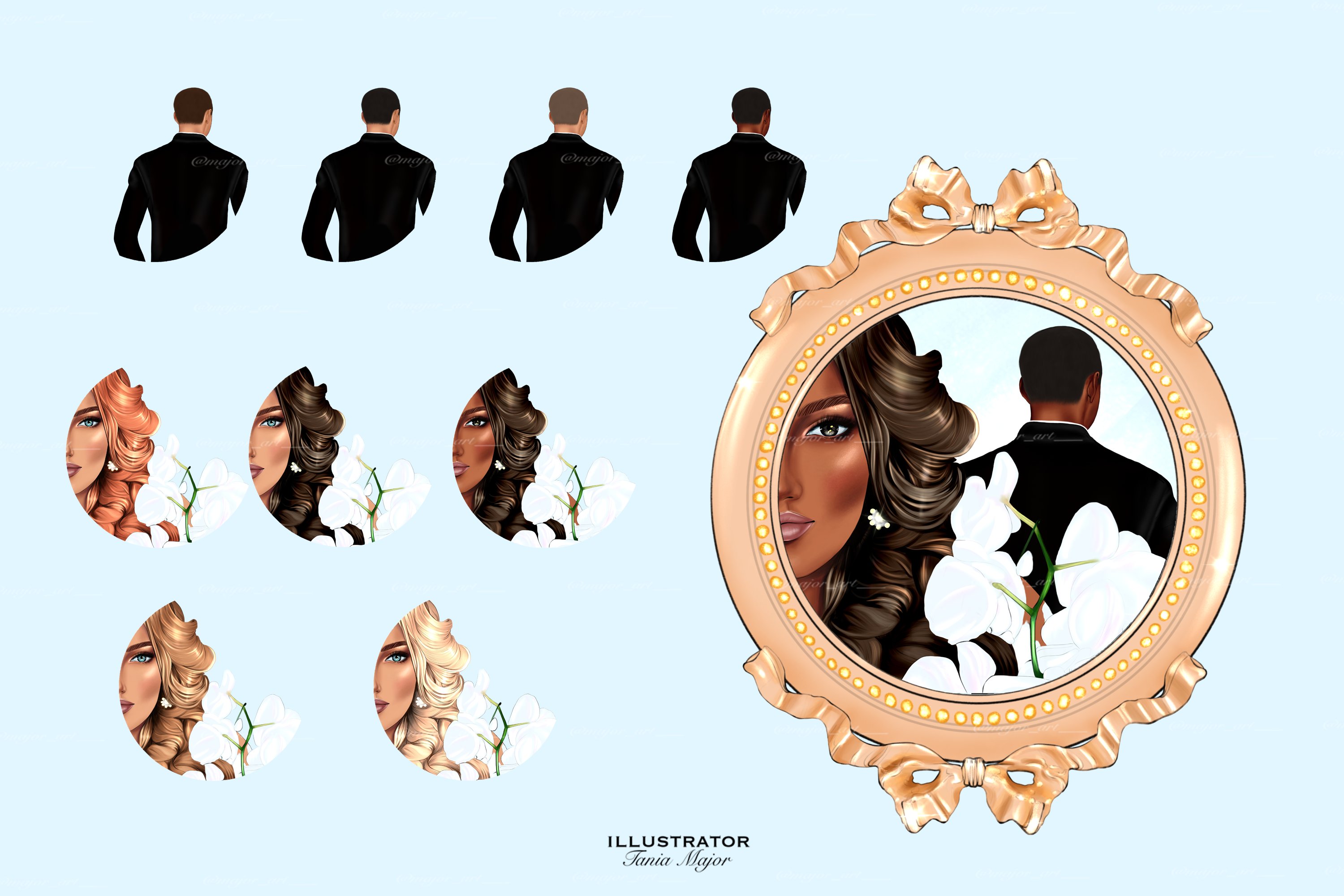 Wedding fashion Bride Clipart preview image.