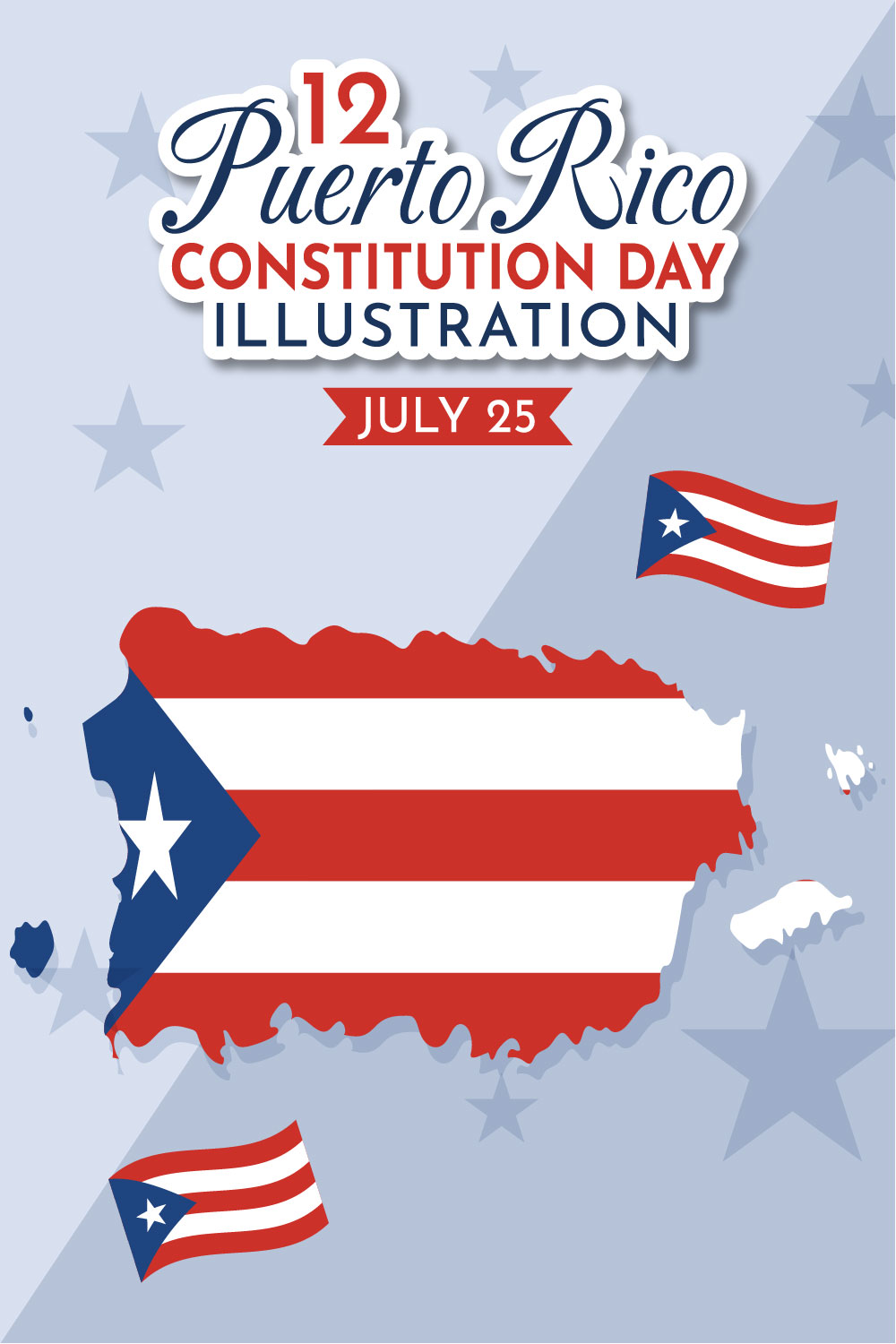 12 Happy Puerto Rico Constitution Day Illustration pinterest preview image.