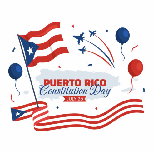 12 Happy Puerto Rico Constitution Day Illustration cover image.