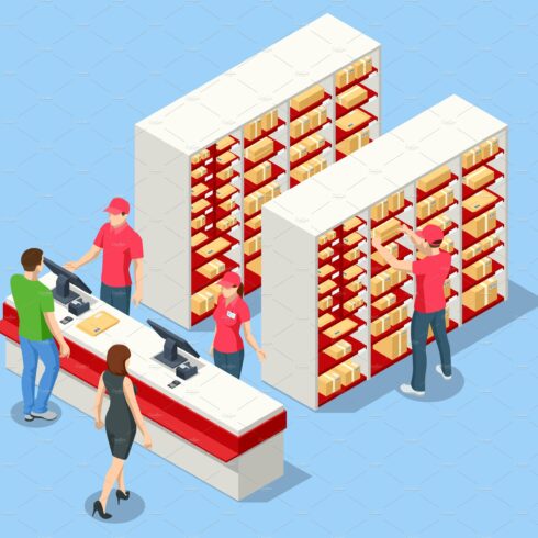 Isometric concept Post Office cover image.