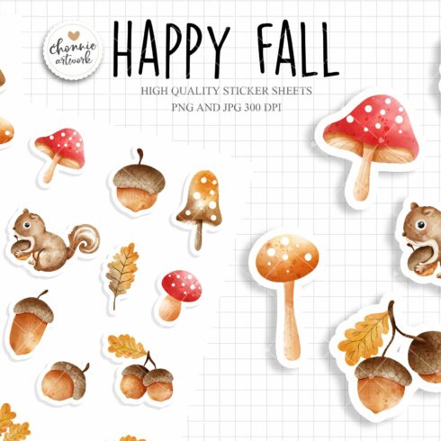 Acorn sticker sheets, happy fall cover image.