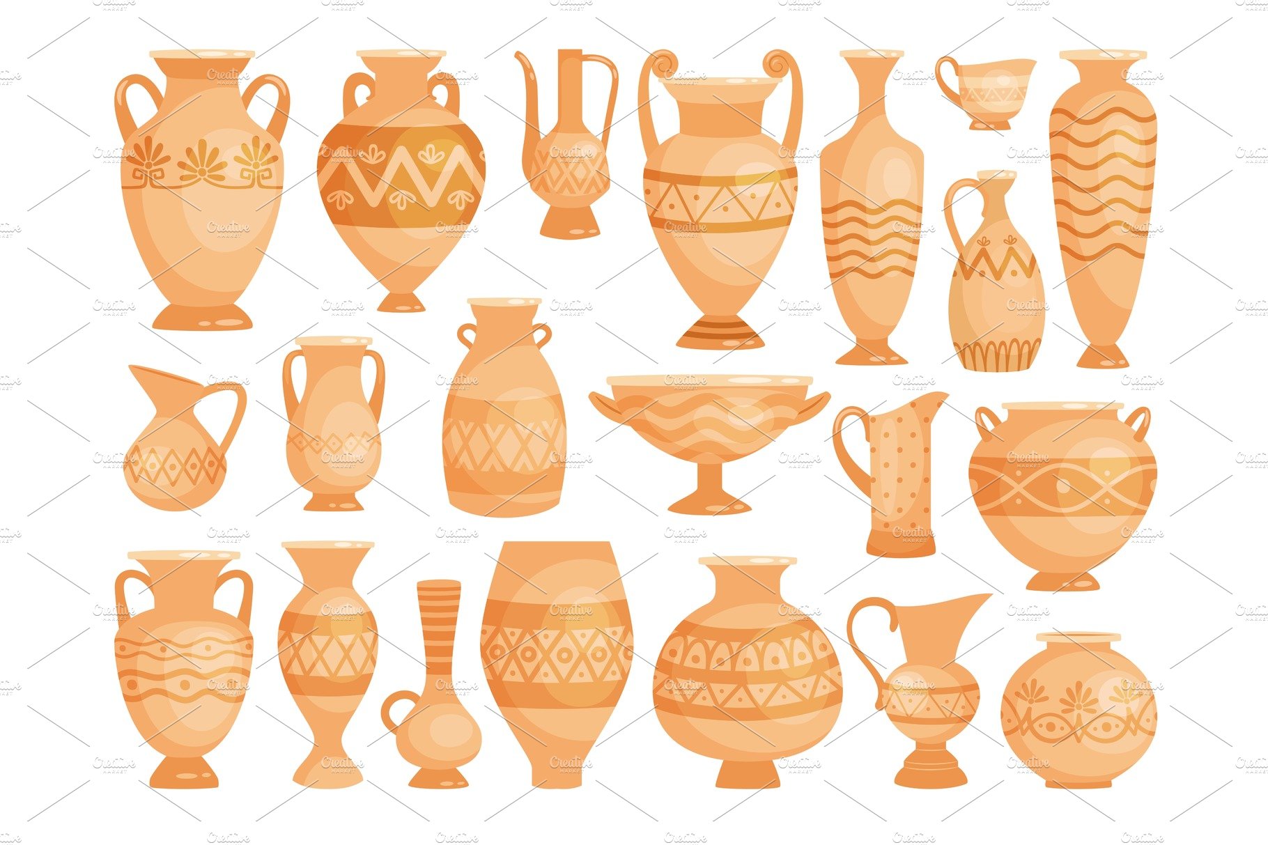 Greek vases. Ancient decorative pots cover image.
