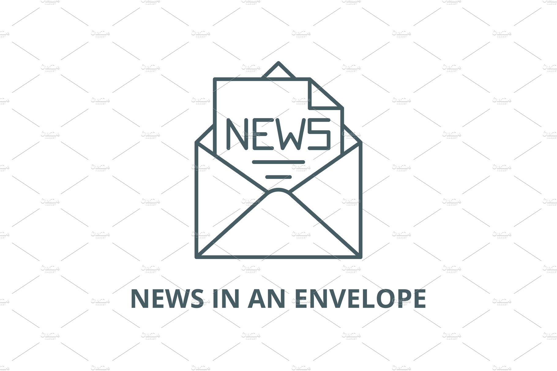 News in an envelope vector line icon cover image.