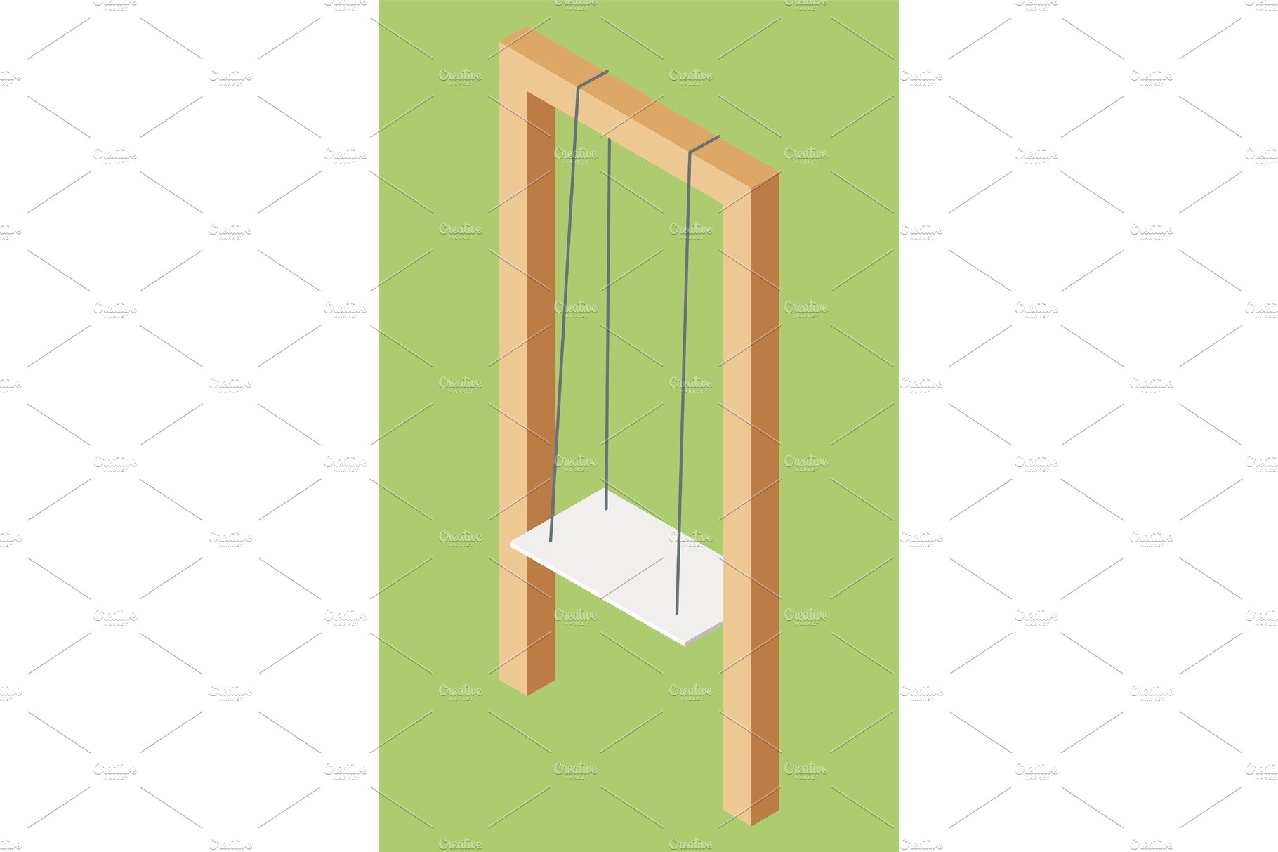 White Wooden Swing Hanging on Ropes cover image.