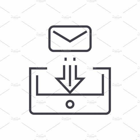 mail box post linear icon, sign, symbol, vector on isolated background cover image.