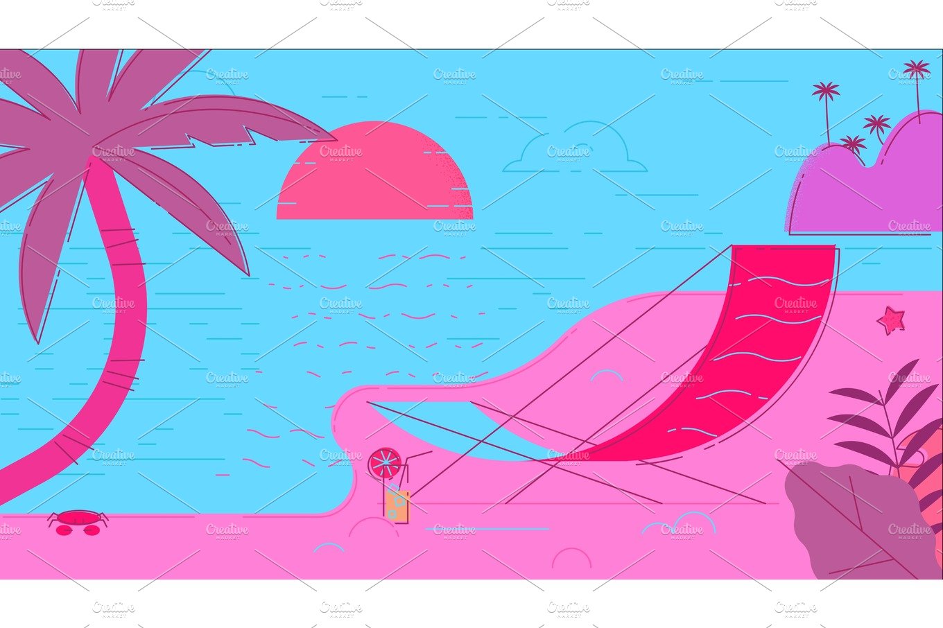 Beach Summer Vector Illustration cover image.