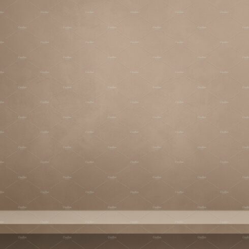 Empty shelf on a beige wall. Background template. Vertical backd cover image.