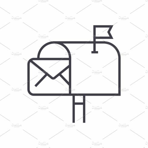 email delivery,mail marketing vector line icon, sign, illustration on backg... cover image.