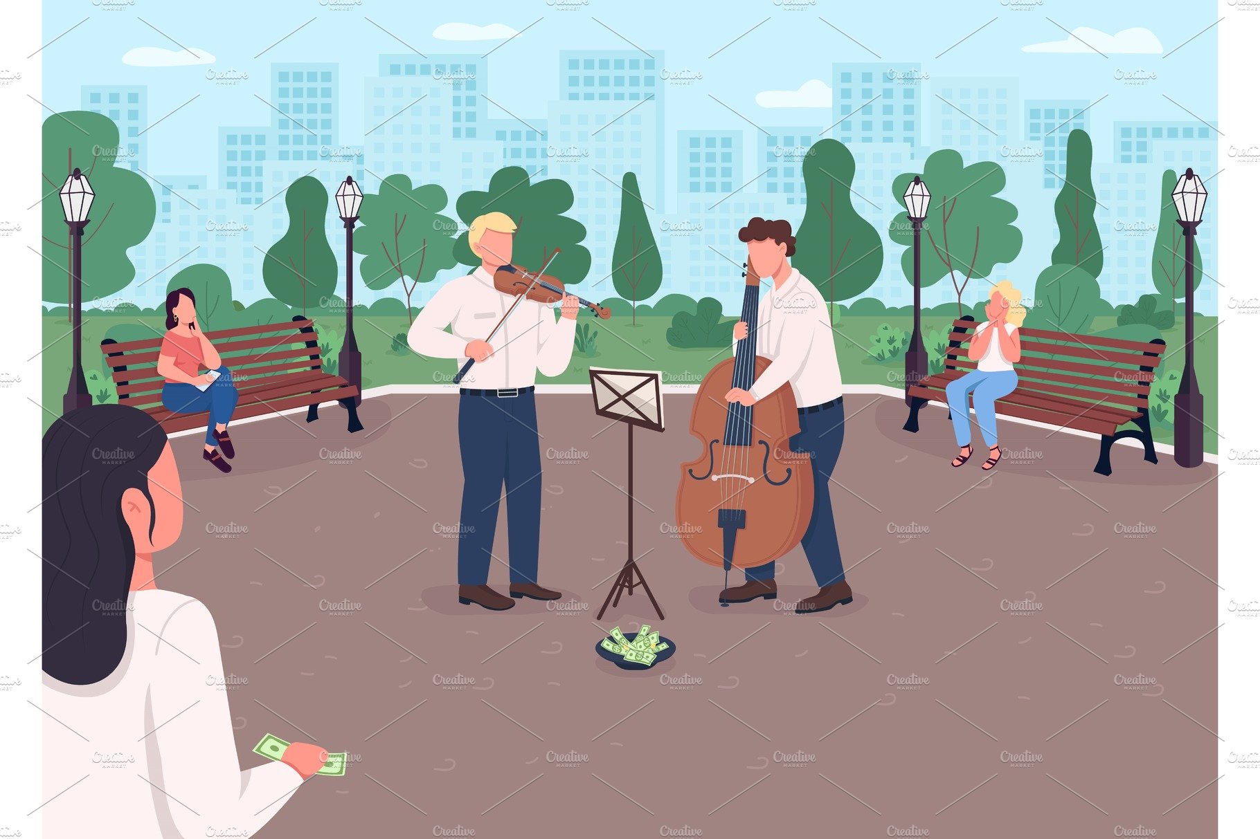Street music band illustration cover image.