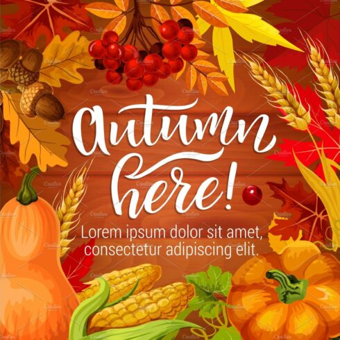 Autumn season harvest holiday poster cover image.