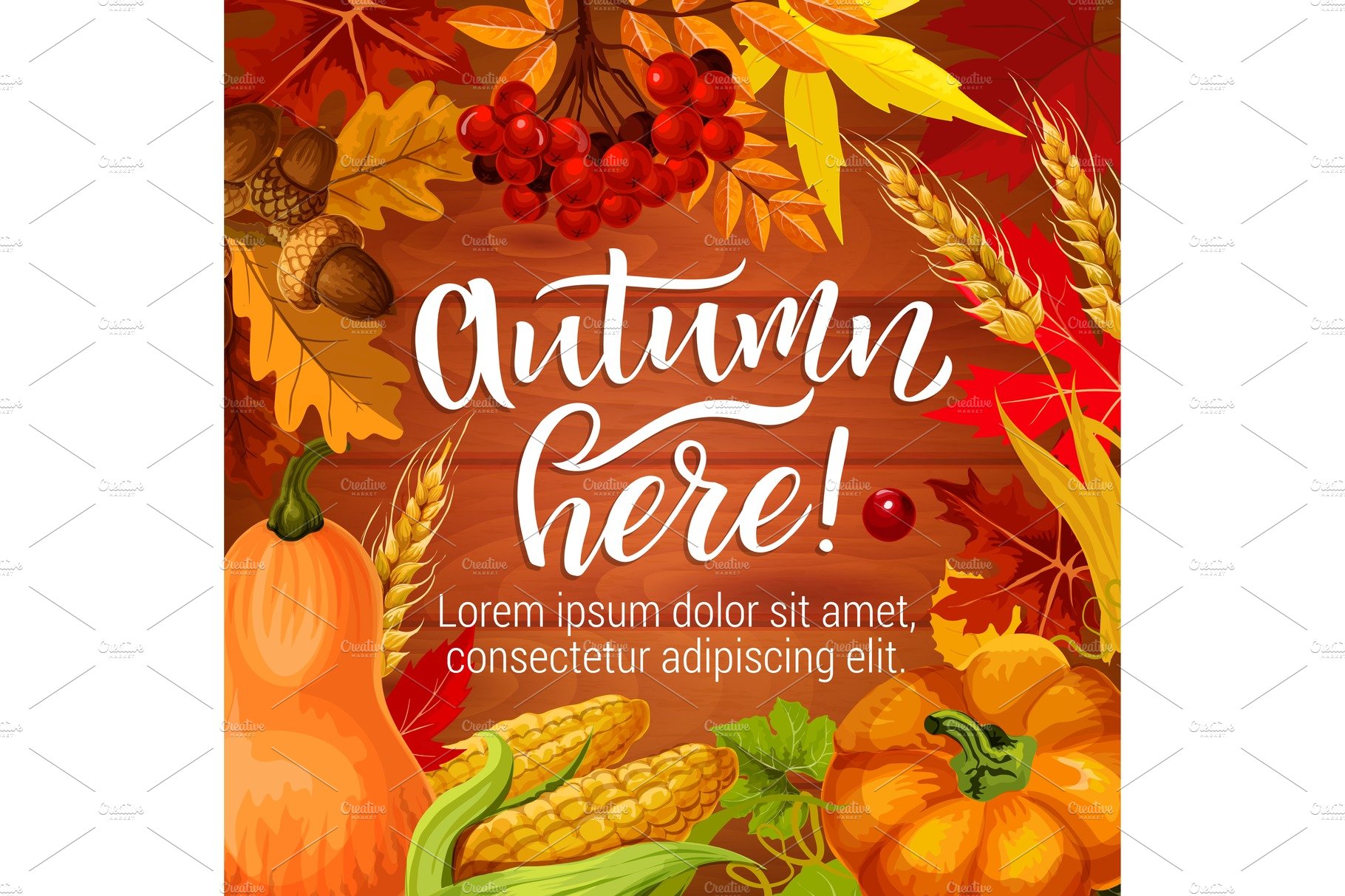 Autumn season harvest holiday poster cover image.