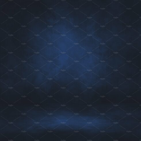 Empty black and blue concrete interior background cover image.