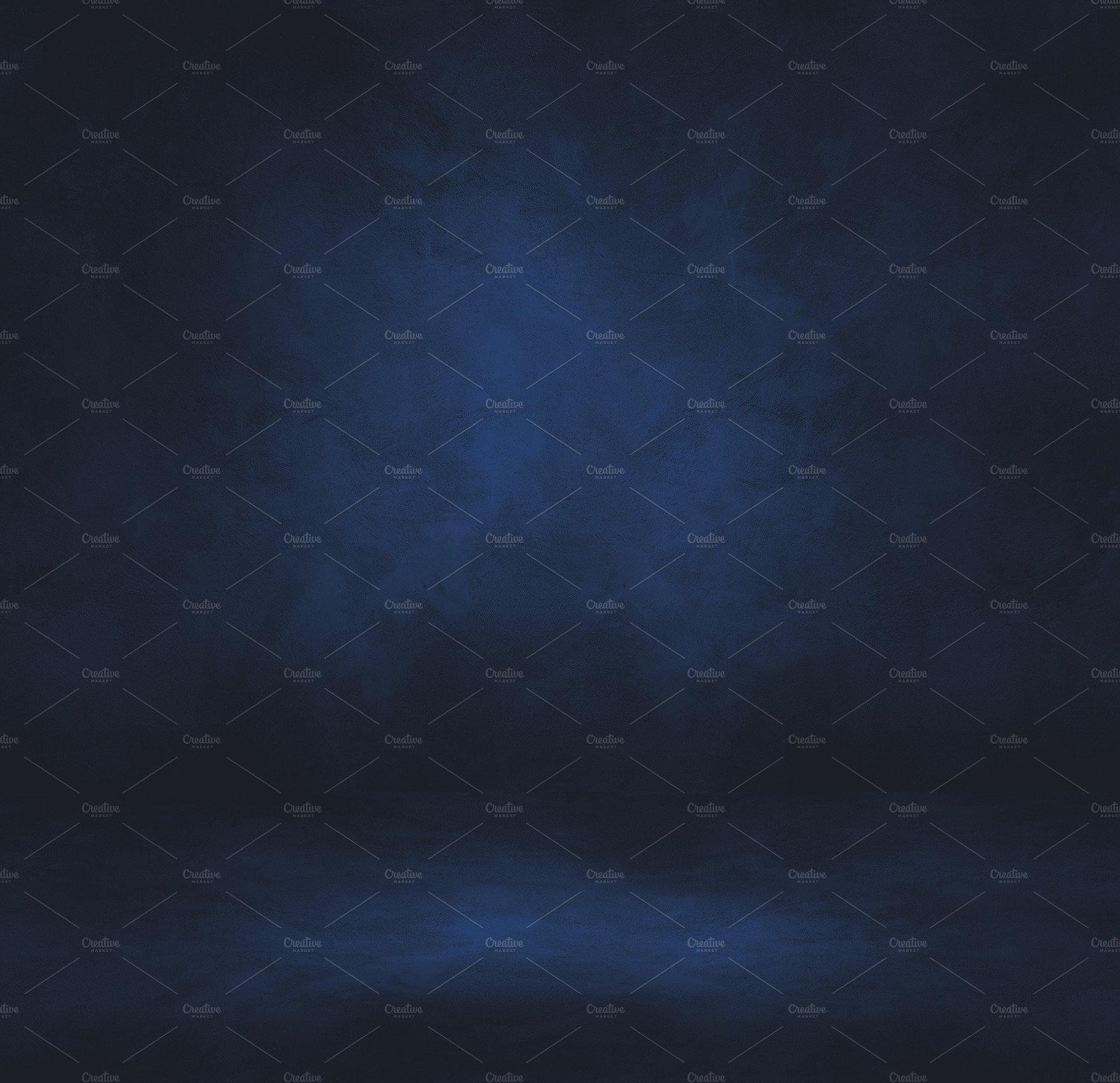 Empty black and blue concrete interior background cover image.