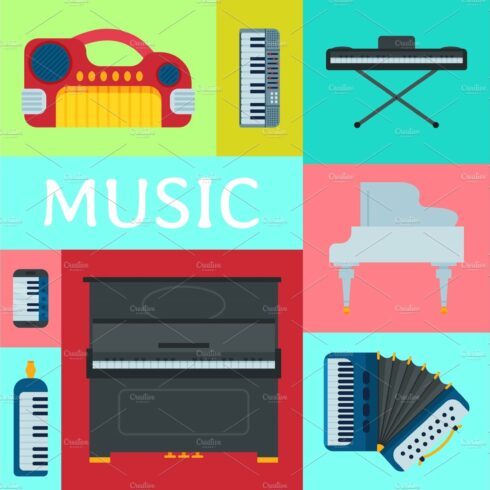 Music keyboard instrument playing cover image.